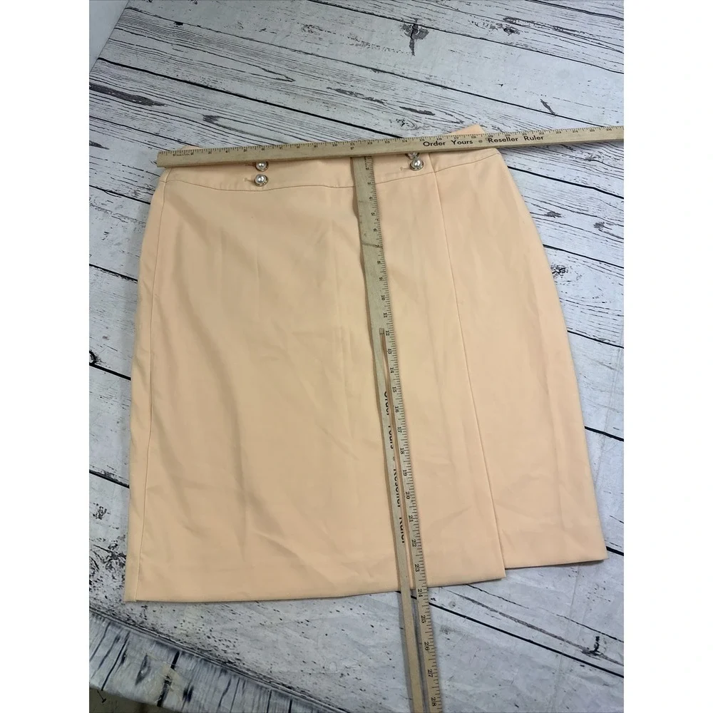 Calvin Klein Skirt 14 Peach Pearl Accent Buttons Knee Length Straight Pencil